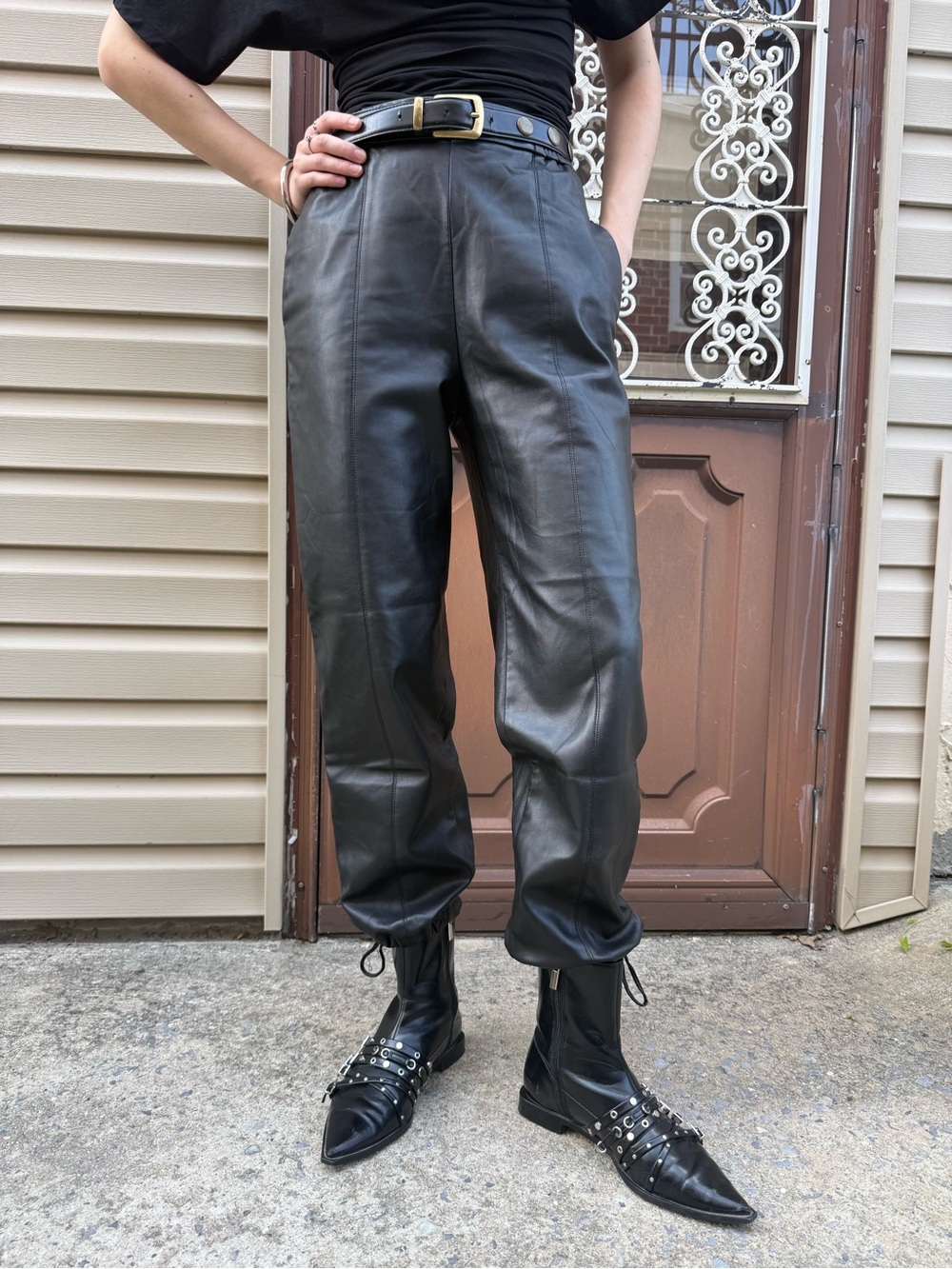 Faux leather jogging pants TRF XS